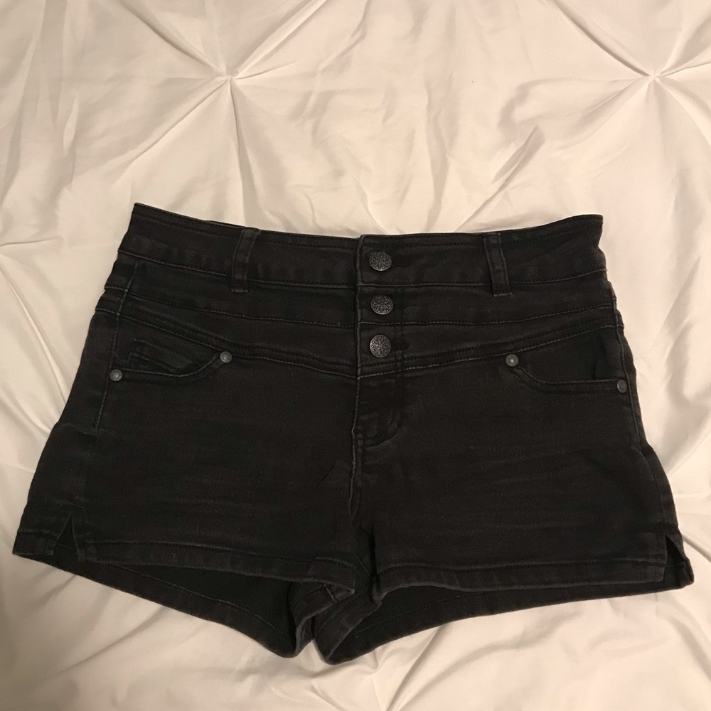 black high waisted jean shorts